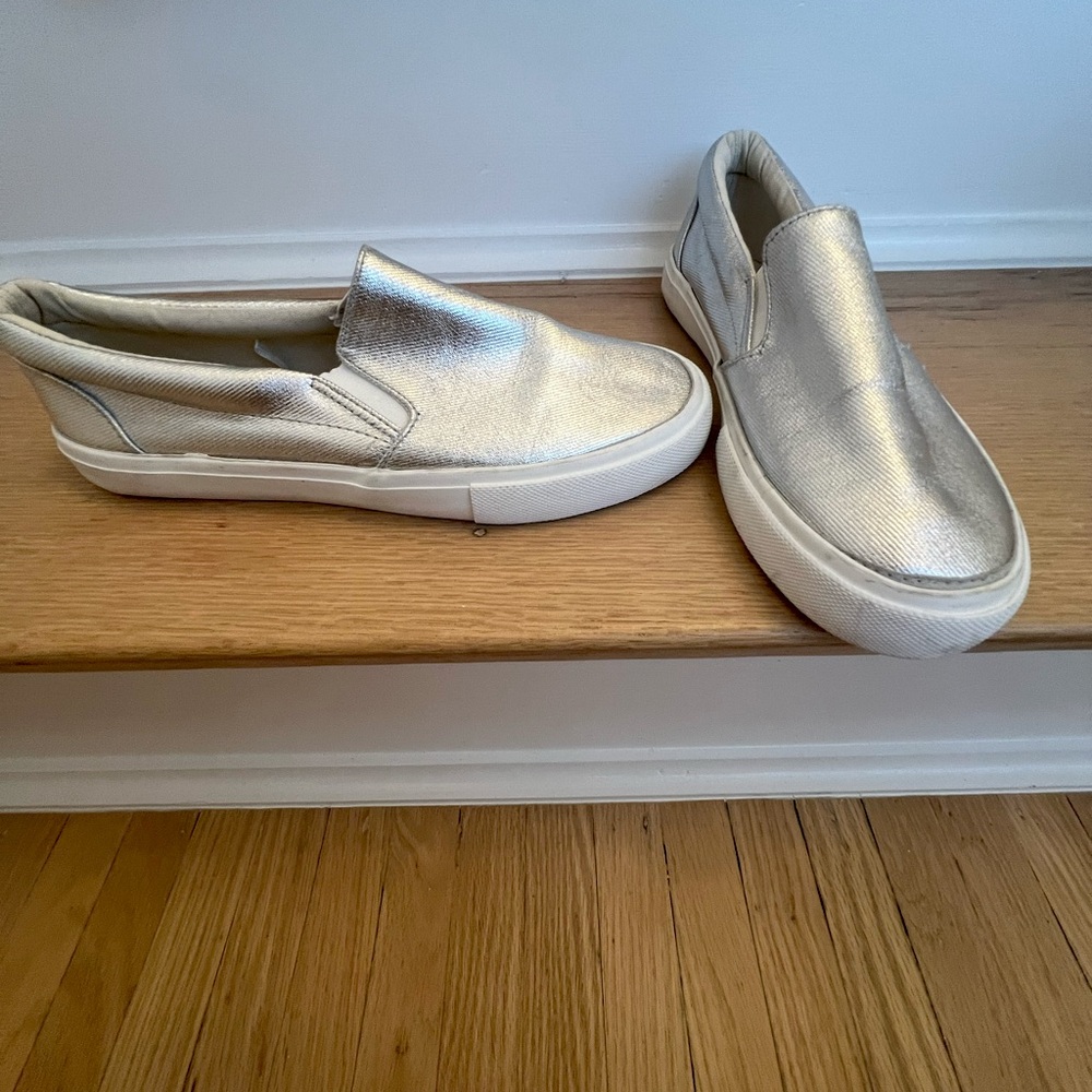 Silver Metallic Slip On Sneakers Size 7